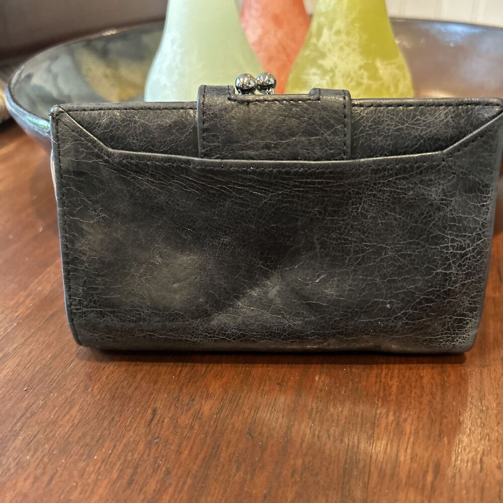 HOBO Black Leather Wallet with Silver Hardware - Picture 6 of 14